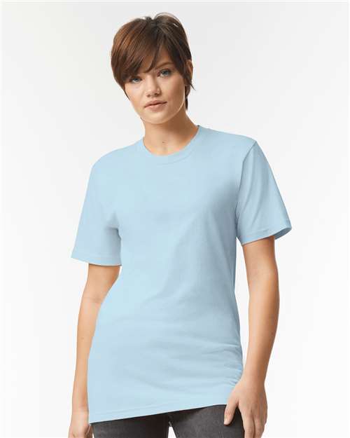 American Apparel 2001 Unisex Fine Jersey Tee - Powder Blue - model front