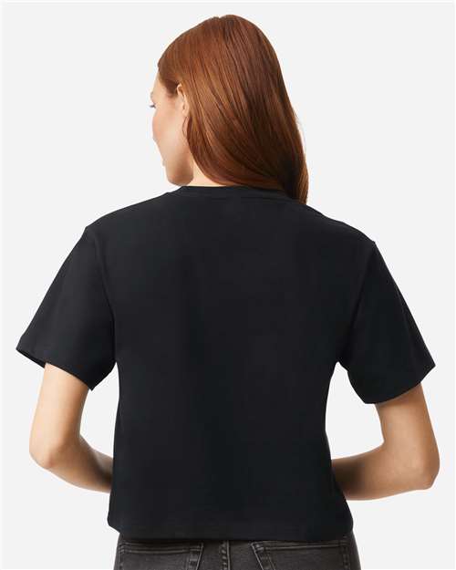 American Apparel 102 Women's Fine Jersey Boxy Tee - Black - model back