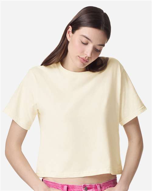 American Apparel 102 Women's Fine Jersey Boxy Tee - Creme - model front