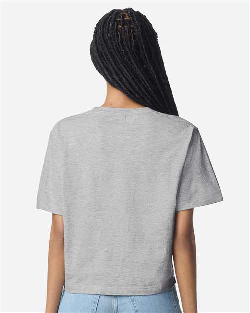 American Apparel 102 Women's Fine Jersey Boxy Tee - Heather Grey - model back