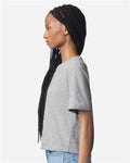 American Apparel 102 Women's Fine Jersey Boxy Tee - Heather Grey - model side