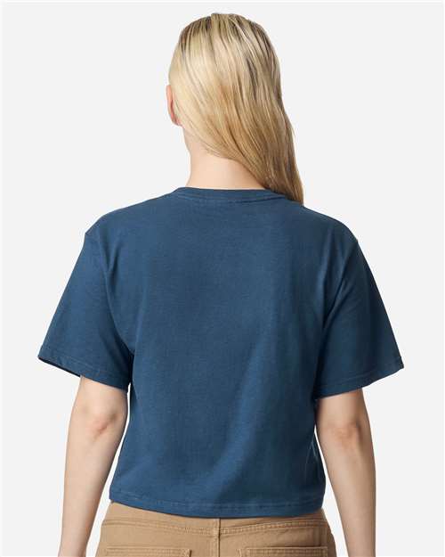 American Apparel 102 Women's Fine Jersey Boxy Tee - Sea Blue - model back