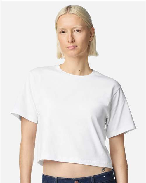 American Apparel 102 Women's Fine Jersey Boxy Tee - White - model front