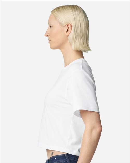 American Apparel 102 Women's Fine Jersey Boxy Tee - White - model side