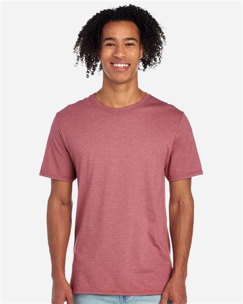 Jerzees 560MR Premium Blend Ring-Spun T-Shirt - Heather Mauve - model front