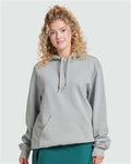 Jerzees 700MR Unisex Eco Premium Blend Ring-Spun Hooded Sweatshirt - Frost Grey Heather - model front