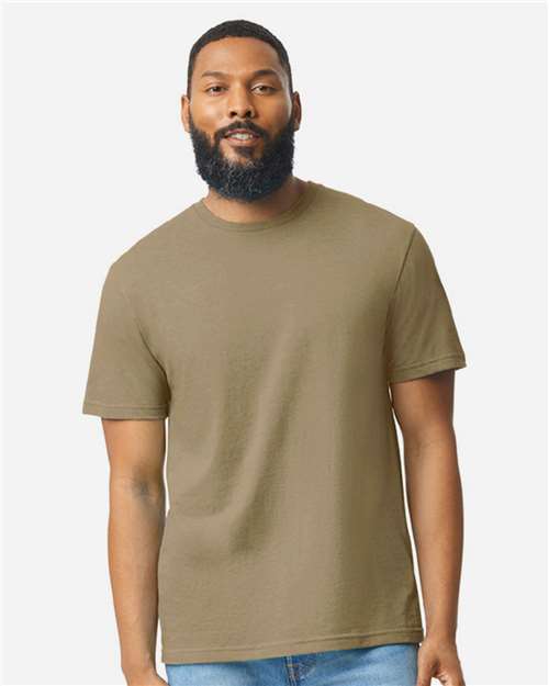 Gildan 64000CVC Unisex Softstyle CVC T-Shirt - Dune Mist - model front