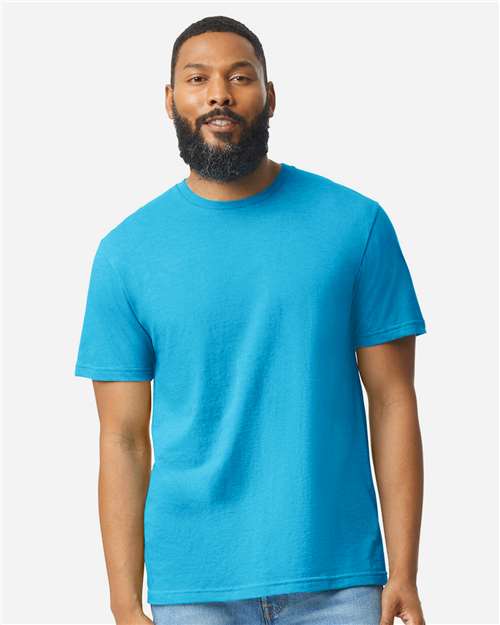 Gildan 64000CVC Unisex Softstyle CVC T-Shirt - Caribbean Mist - model front