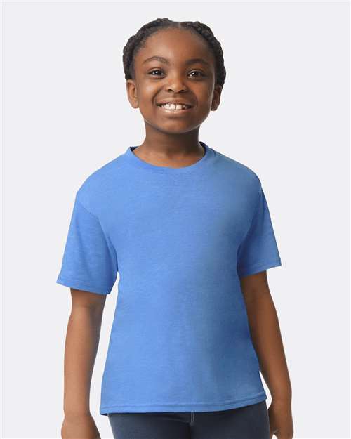 Gildan 64000B Youth Softstyle T-Shirt - Heather Royal - model front