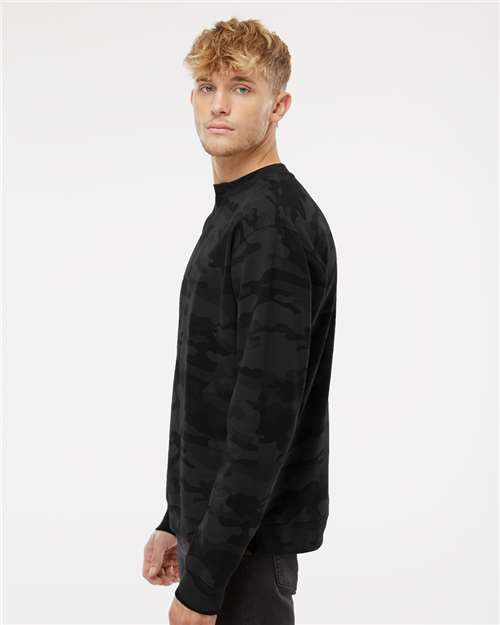 Independent Trading Co. SS3000 Midweight Crewneck Sweatshirt - Black Camo - model side