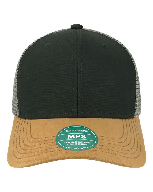 LEGACY MPS Mid-Pro Snapback Trucker Cap - Black/ Caramel/ Dark Grey - front