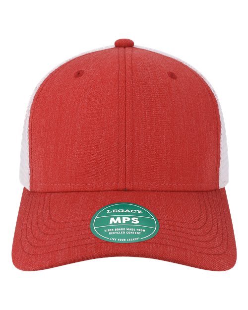 LEGACY MPS Mid-Pro Snapback Trucker Cap - Melange Scarlet/ White - front