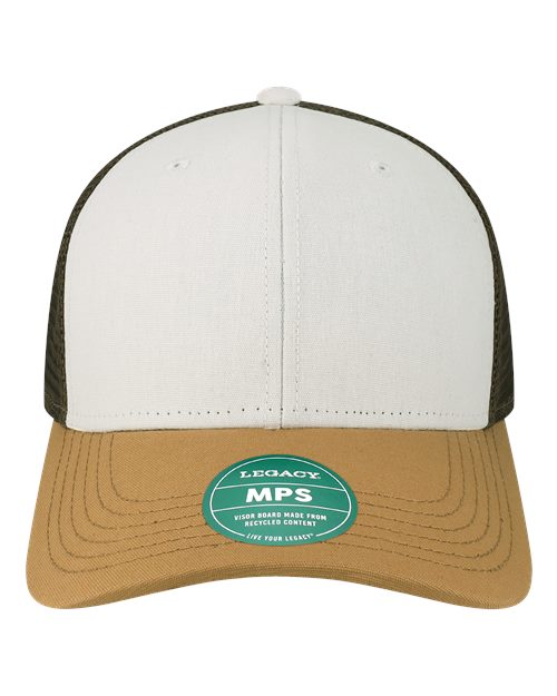 LEGACY MPS Mid-Pro Snapback Trucker Cap - White/ Caramel/ Brown - front