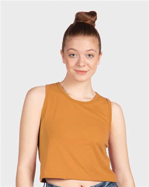 Next Level 5083 Women's Festival Crop Tank - Antique Gold - model front