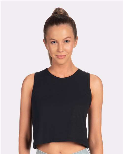 Next Level 5083 Women's Festival Crop Tank - Black - model front