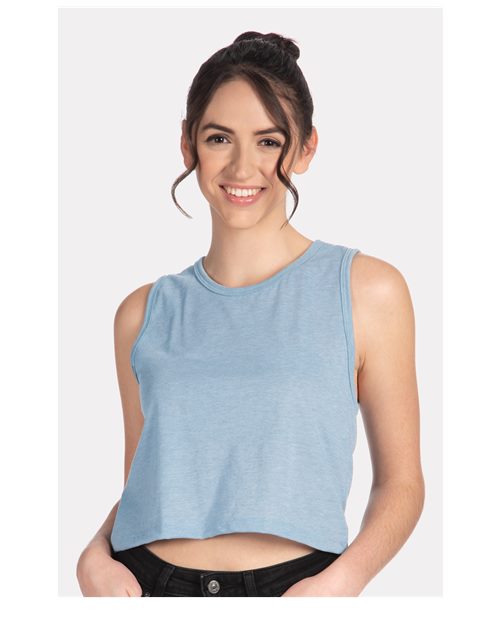 Next Level 5083 Women's Festival Crop Tank - Stonewash Denim - model front