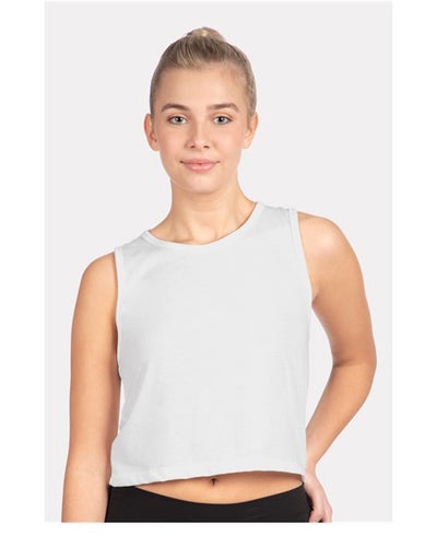 Next Level 5083 Women's Festival Crop Tank - White - model front