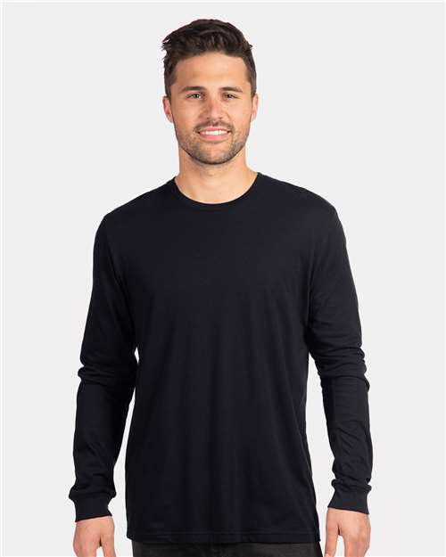 Next Level 6211 Unisex CVC Long Sleeve T-Shirt - Black - model front
