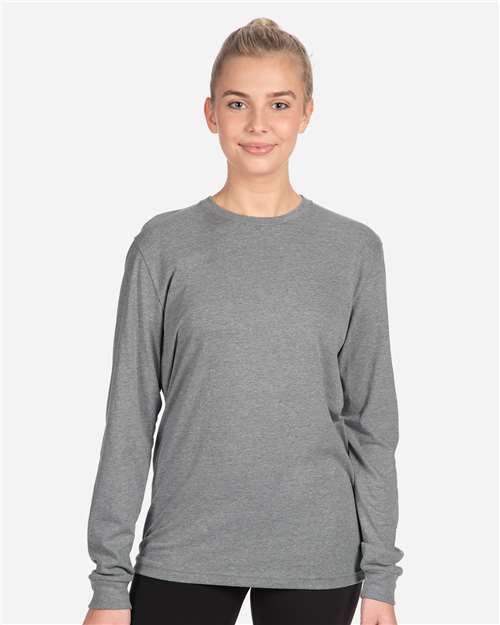Next Level 6211 Unisex CVC Long Sleeve T-Shirt - Dark Heather Grey - model front