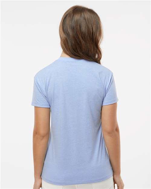 Next Level 6600 Women's CVC Relaxed T-Shirt - Heather Columbia Blue - model back