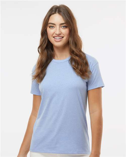 Next Level 6600 Women's CVC Relaxed T-Shirt - Heather Columbia Blue - model front
