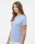 Next Level 6600 Women's CVC Relaxed T-Shirt - Heather Columbia Blue - model side