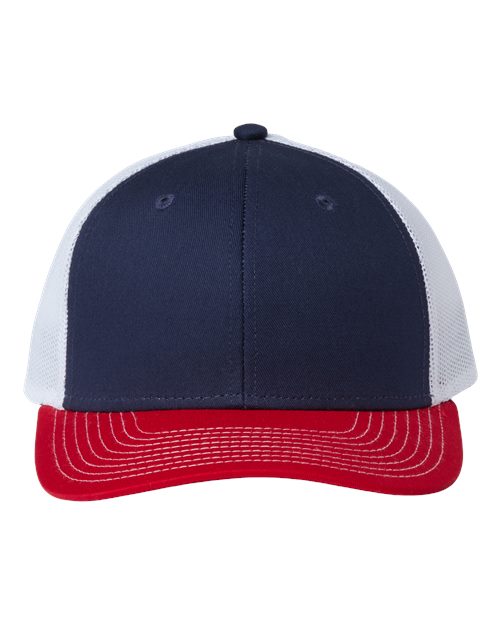 The Game GB452E Everyday Trucker Cap - Navy/ Red/ White - front