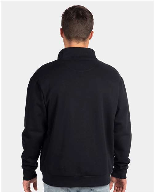 Next Level 9643 Unisex Fleece Quarter-Zip Pullover - Black - model back