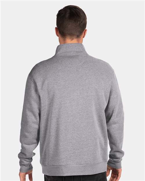Next Level 9643 Unisex Fleece Quarter-Zip Pullover - Heather Grey - model back