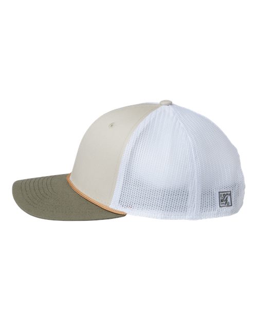 The Game GB452R Everyday Rope Trucker Cap - Stone/ Light Olive/ White - side
