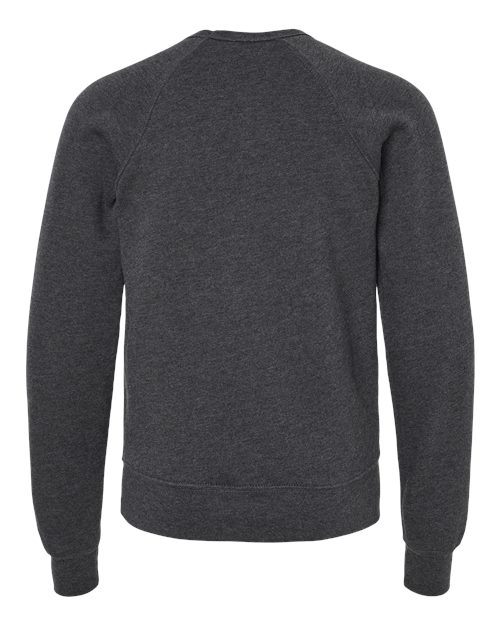 BELLA + CANVAS 3901Y Youth Sponge Fleece Crewneck Sweatshirt - Dark Grey Heather - back