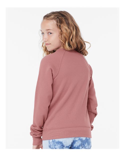 BELLA + CANVAS 3901Y Youth Sponge Fleece Crewneck Sweatshirt - Mauve - model back