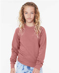 BELLA + CANVAS 3901Y Youth Sponge Fleece Crewneck Sweatshirt - Mauve - model front