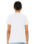 BELLA + CANVAS 6405CVC Women's Relaxed Heather CVC V-Neck Tee - Solid White Blend - model back