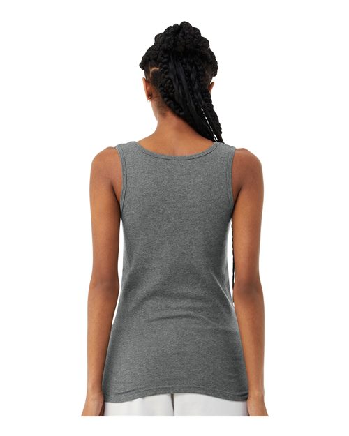 BELLA + CANVAS 1081 Women's Micro Rib Tank - Deep Heather - model back