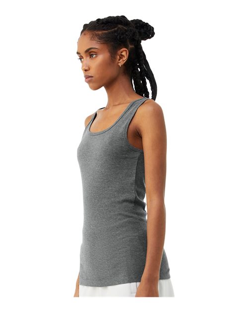 BELLA + CANVAS 1081 Women's Micro Rib Tank - Deep Heather - model side