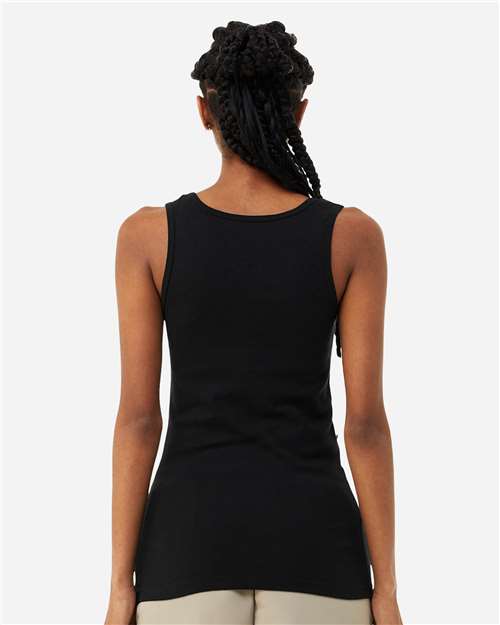 BELLA + CANVAS 1081 Women's Micro Rib Tank - Solid Black Blend - model back