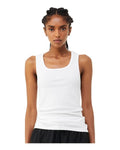 BELLA + CANVAS 1081 Women's Micro Rib Tank - Solid White Blend - model front