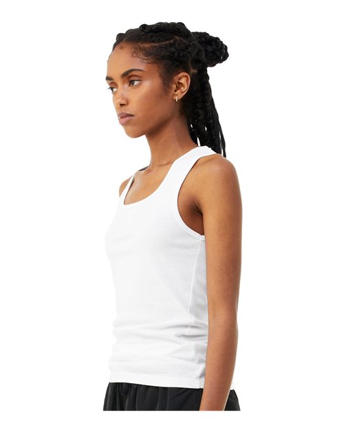 BELLA + CANVAS 1081 Women's Micro Rib Tank - Solid White Blend - model side