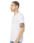 BELLA + CANVAS 3005CVC Unisex Heather CVC V-Neck Tee - Solid White Blend - model side
