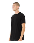 BELLA + CANVAS 3201 Men's Heather CVC Raglan Tee - Black Heather - model side