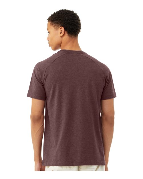BELLA + CANVAS 3201 Men's Heather CVC Raglan Tee - Heather Maroon - model back