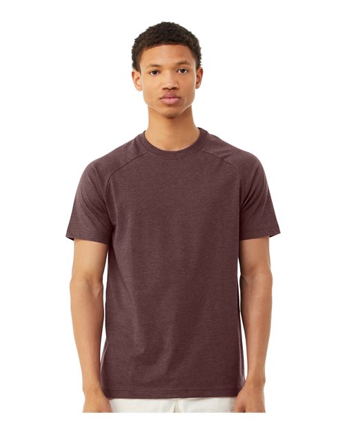 BELLA + CANVAS 3201 Men's Heather CVC Raglan Tee - Heather Maroon - model front