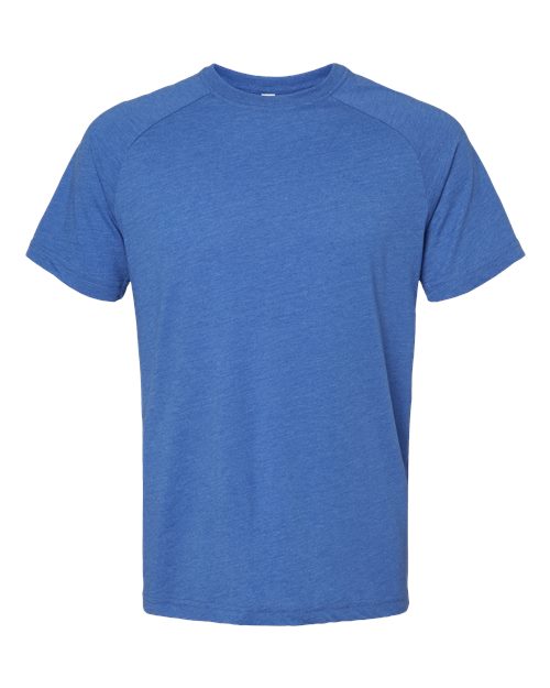 BELLA + CANVAS 3201 Men's Heather CVC Raglan Tee - Heather True Royal - front