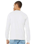 BELLA + CANVAS 3501CVC Heather CVC Long Sleeve Tee - Solid White Blend - model back