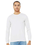 BELLA + CANVAS 3501CVC Heather CVC Long Sleeve Tee - Solid White Blend - model front