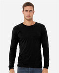 BELLA + CANVAS 3501CVC Heather CVC Long Sleeve Tee - Solid Black Blend - model front