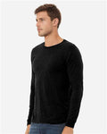 BELLA + CANVAS 3501CVC Heather CVC Long Sleeve Tee - Solid Black Blend - model side
