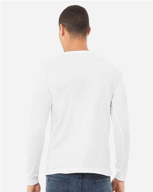 BELLA + CANVAS 3513 Unisex Triblend Long Sleeve Tee - Solid White Triblend - model back