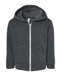 BELLA + CANVAS 3739T Toddler Sponge Fleece Full-Zip Hoodie Sweatshirt - Dark Grey Heather - front